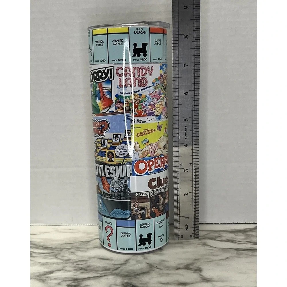 Unique Classic Board Games 20-oz Stainless Steel Tumbler, Water Bottle, Fun